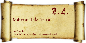 Nehrer Lőrinc névjegykártya