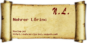 Nehrer Lőrinc névjegykártya